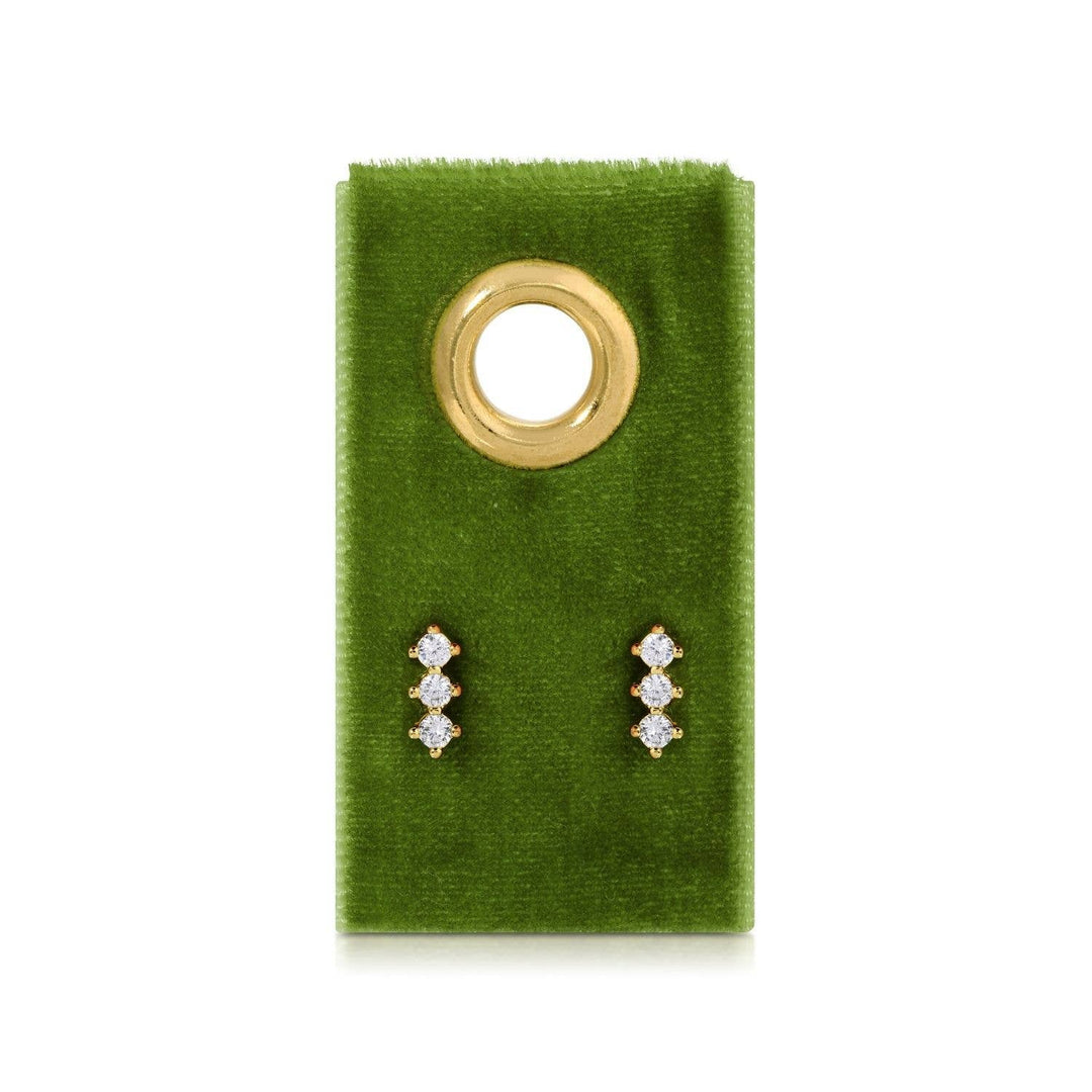 Splendid Iris - Triple CZ Bar Studs on Velvet Gift Tag