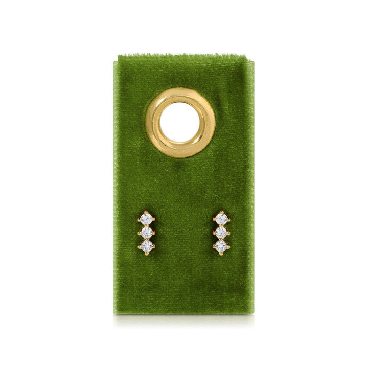 Splendid Iris - Triple CZ Bar Studs on Velvet Gift Tag