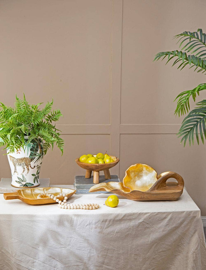 A&B Home Group Inc. - Teak Bowl With Gold Foil