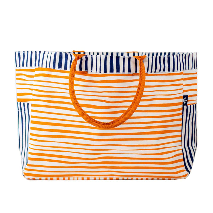 The Royal Standard - Stripe Durham Tote   White/Blue/Orange   17.5x13.5x6