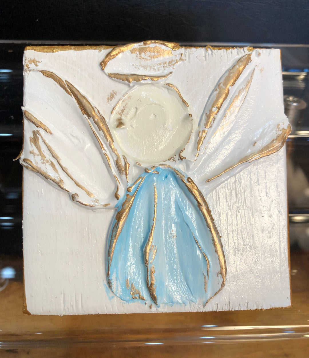 Coddiwomple - 3x3 Angel handmade painted baby nursery wedding Easter: Ivory