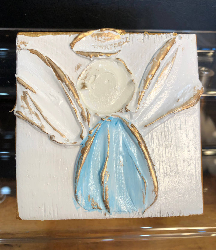 Coddiwomple - 3x3 Angel handmade painted baby nursery wedding Easter: Powder blue