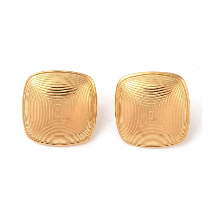 Stainless Steel Stud Earrings, for Women, PVD Vacuum Plating, Square, Golden Size: about 19.3mm wide, 20.6mm long.