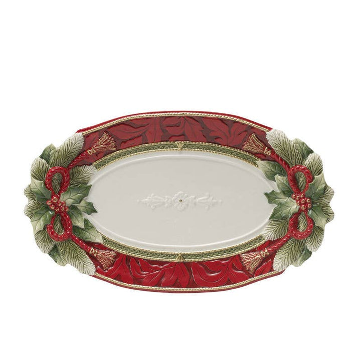 Fitz and Floyd® Mikasa® Pfaltzgraff® - Fitz & Floyd Holiday Hme Large Platter 17In Gift Box Pkg: RED / EARTHENWARE