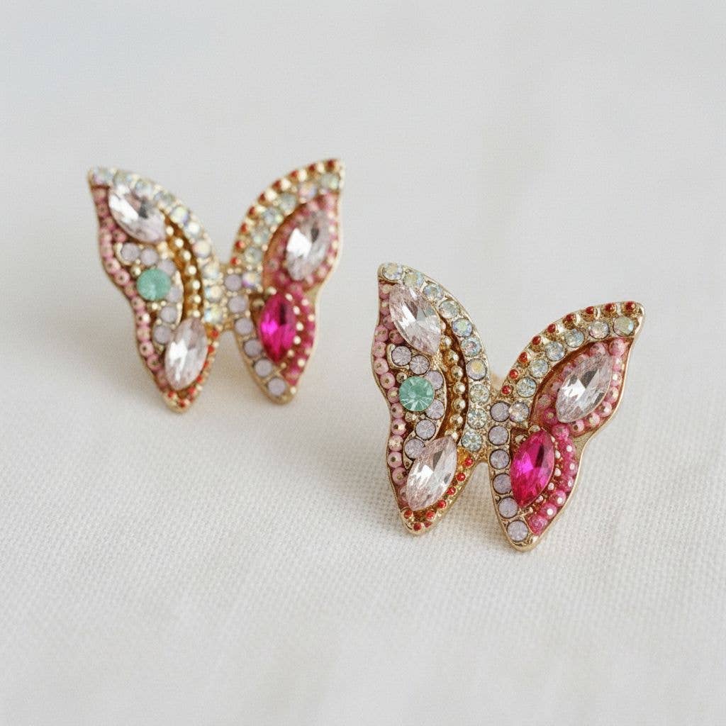 Ellemadera - Artistic Butterfly-Inspired Gemstone Drop Earrings