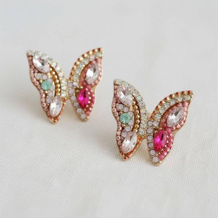 Ellemadera - Artistic Butterfly-Inspired Gemstone Drop Earrings
