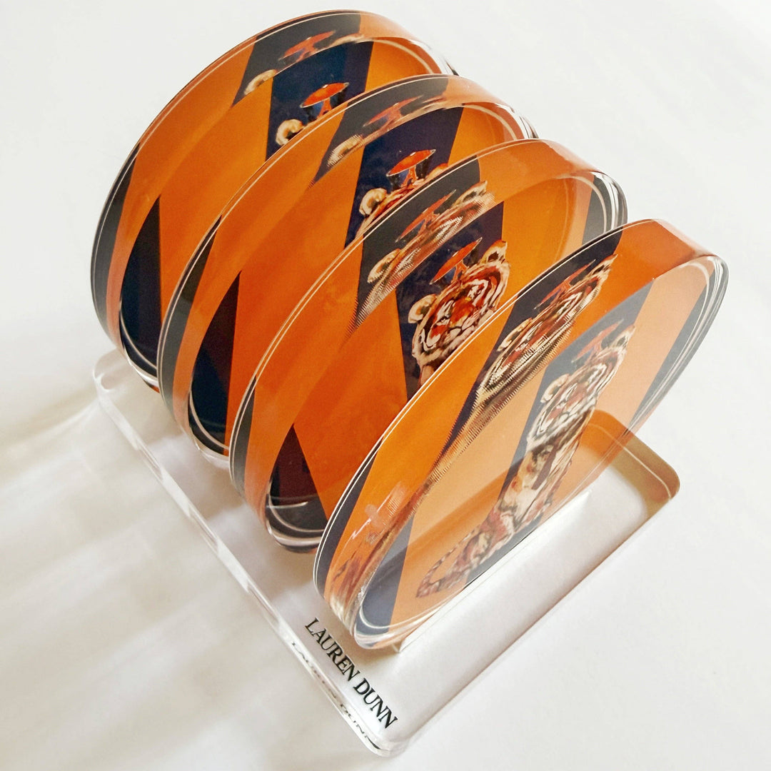Lauren Dunn - TIGER IN NAVY GAME DAY COASTER sold as singles