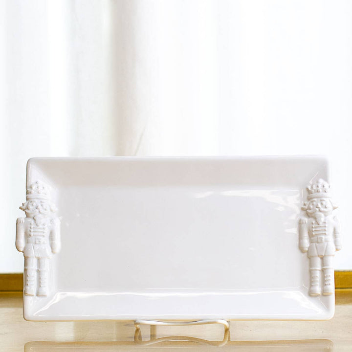 The Royal Standard - Royal Nutcracker Embossed Rectangle Platter   White   12x6.5