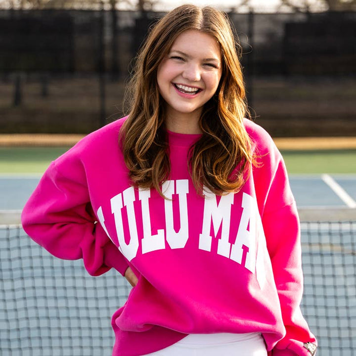 Girlie Girl Originals - Lulu Mac Sweatshirt Hot Pink/White: Hot Pink/White / X-Large