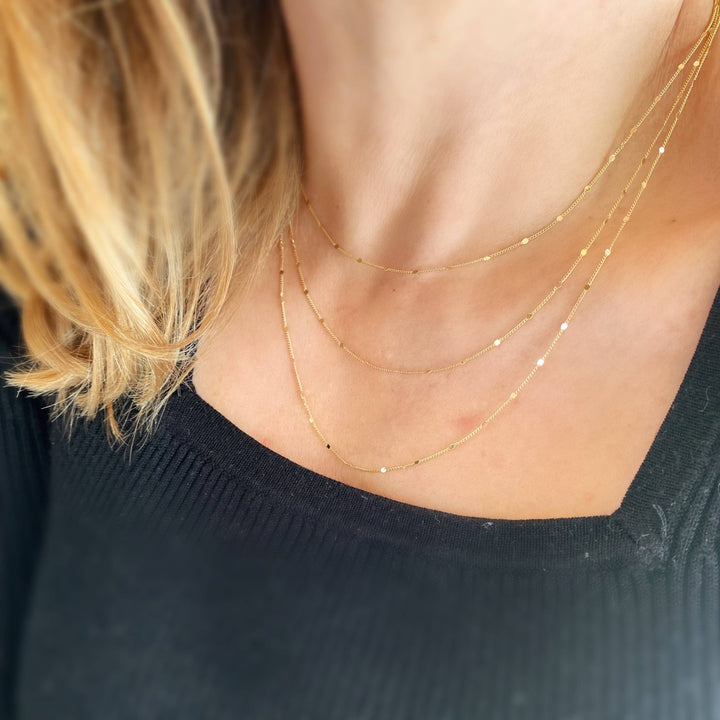 GoldFi - 18k Gold Filled 1mm Curb Chain With Pressed Details: 18 inches