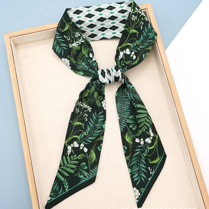 ACCITY - Fruit Print Twilly Scarf – Hair Tie & Bag Ribbon_CWASC0431: Brown / (OS) 10