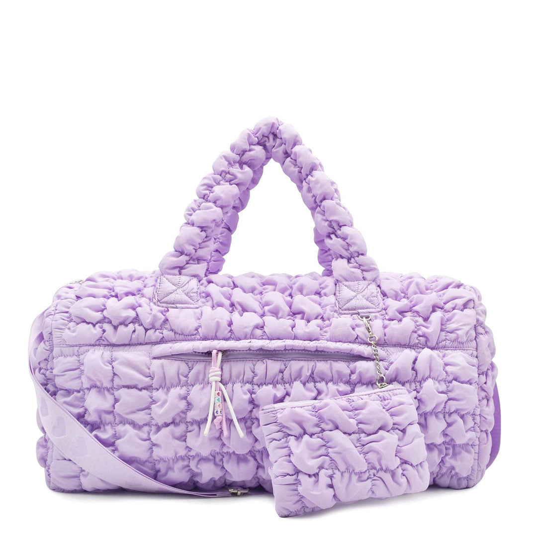 OMG Accessories - Quilted Scrunchies Large Duffle Bag: Purple