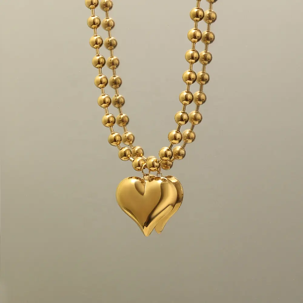 Deep South Originals Inc. - Beaded Heart Necklace ~ Deep South Originals: Gold