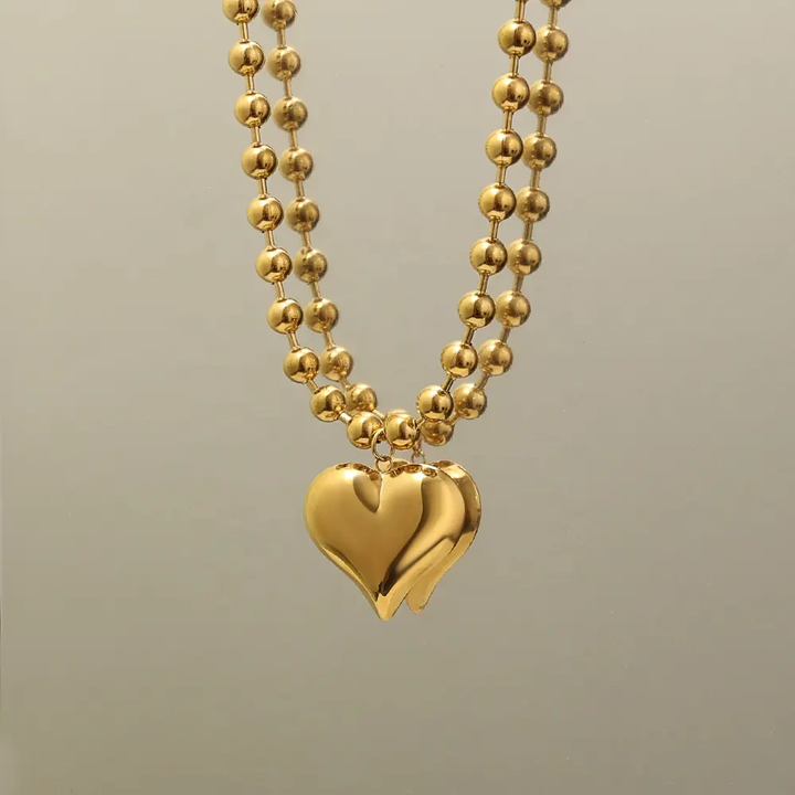 Deep South Originals Inc. - Beaded Heart Necklace ~ Deep South Originals: Gold