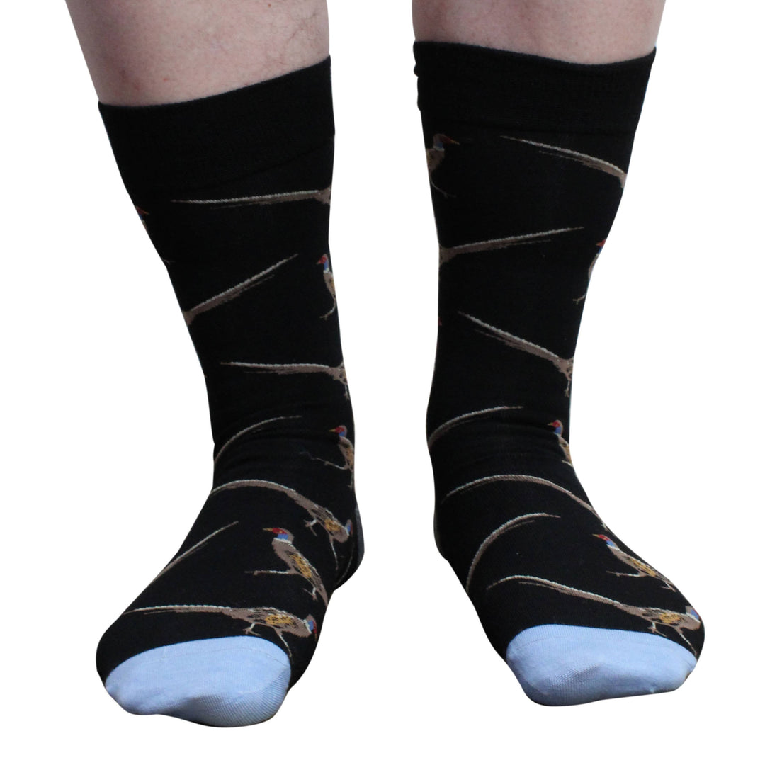 hunting feet - EXTRAFINE MERINO WOOL PHEASANT BIRD IN BLACK