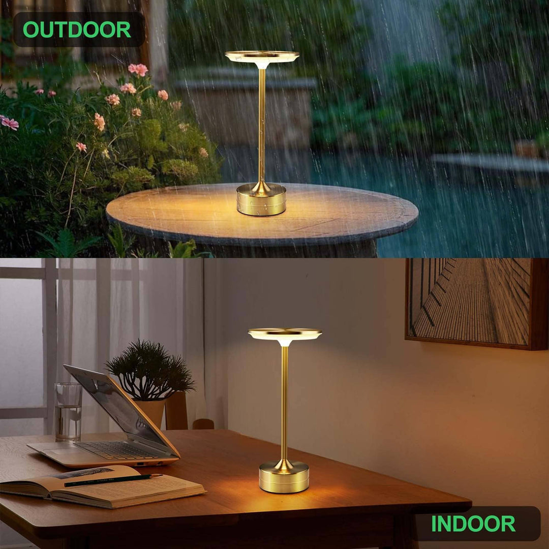 LAX Gadgets - LED Table Lamp – Touch Control, Dimmable, Rechargeable: Gold