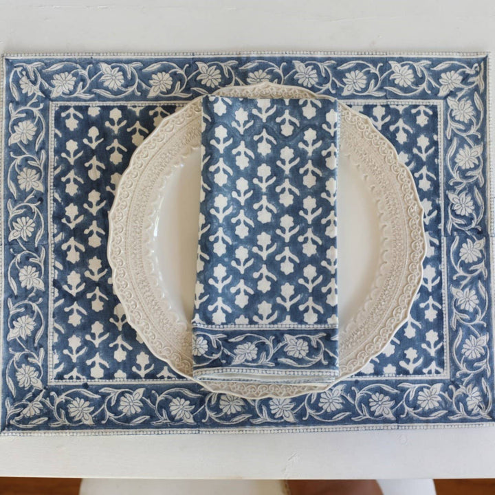 PACIFIC & ROSE TEXTILES - Placemat Charlotte Indigo, Set of 4