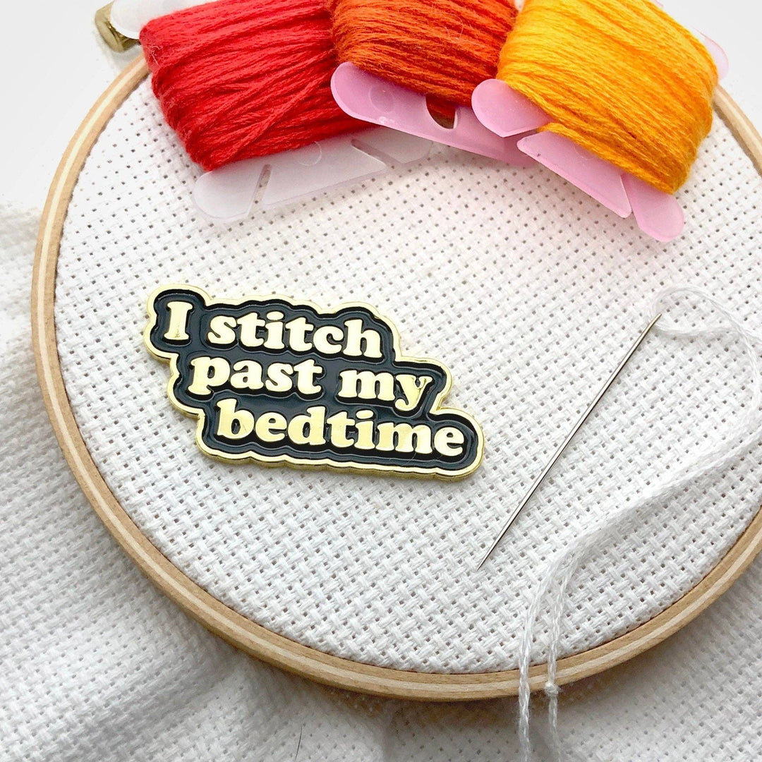 Snarky Crafter Designs - I Stitch Past My Bedtime Magnetic Enamel Needle Minder