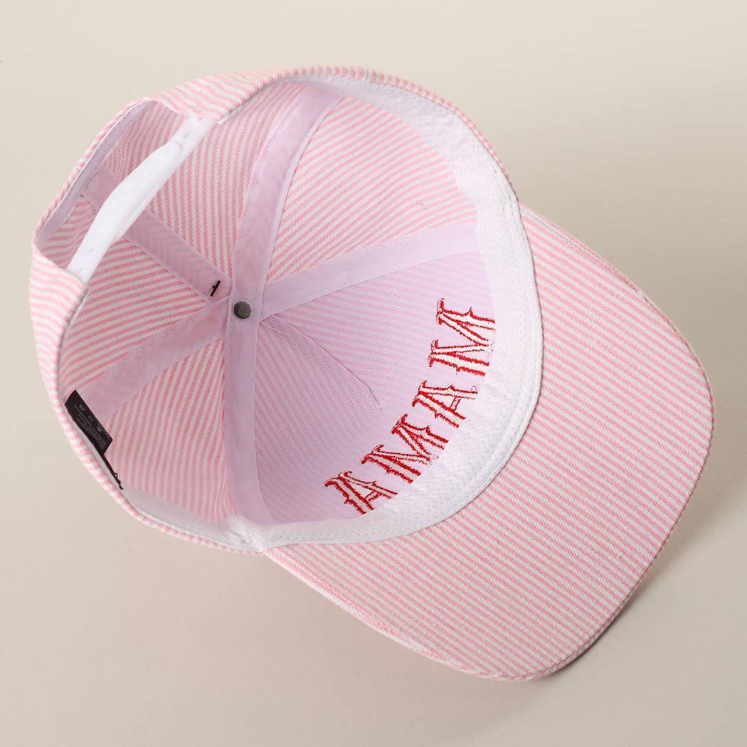 Fashion City - MAMA Embroidered Striped Trucker Hat : BLUE/BLUE