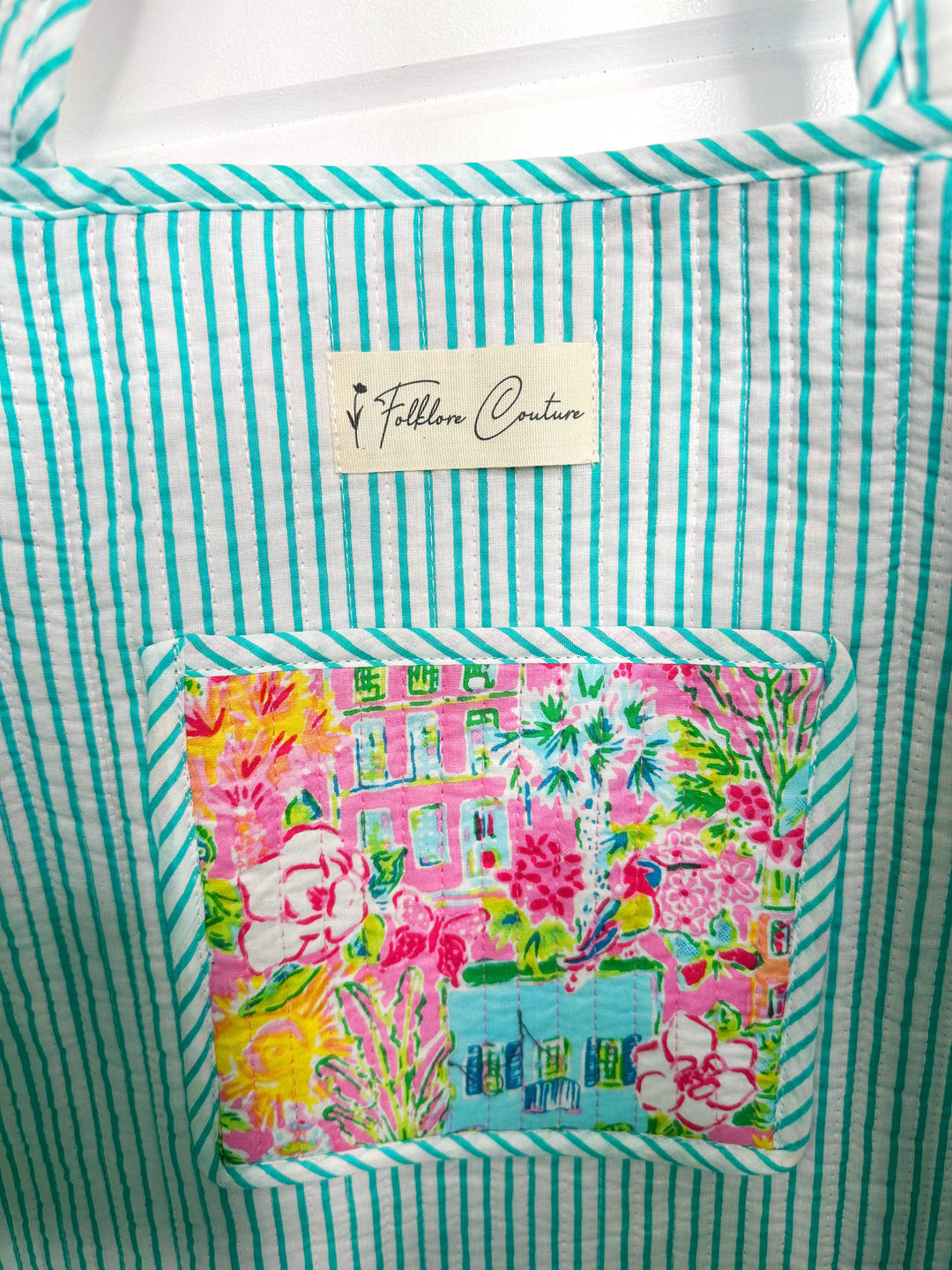 Folklore Couture - Quilted Tote Bag | Large Shopping Bag | Southern Town Tote