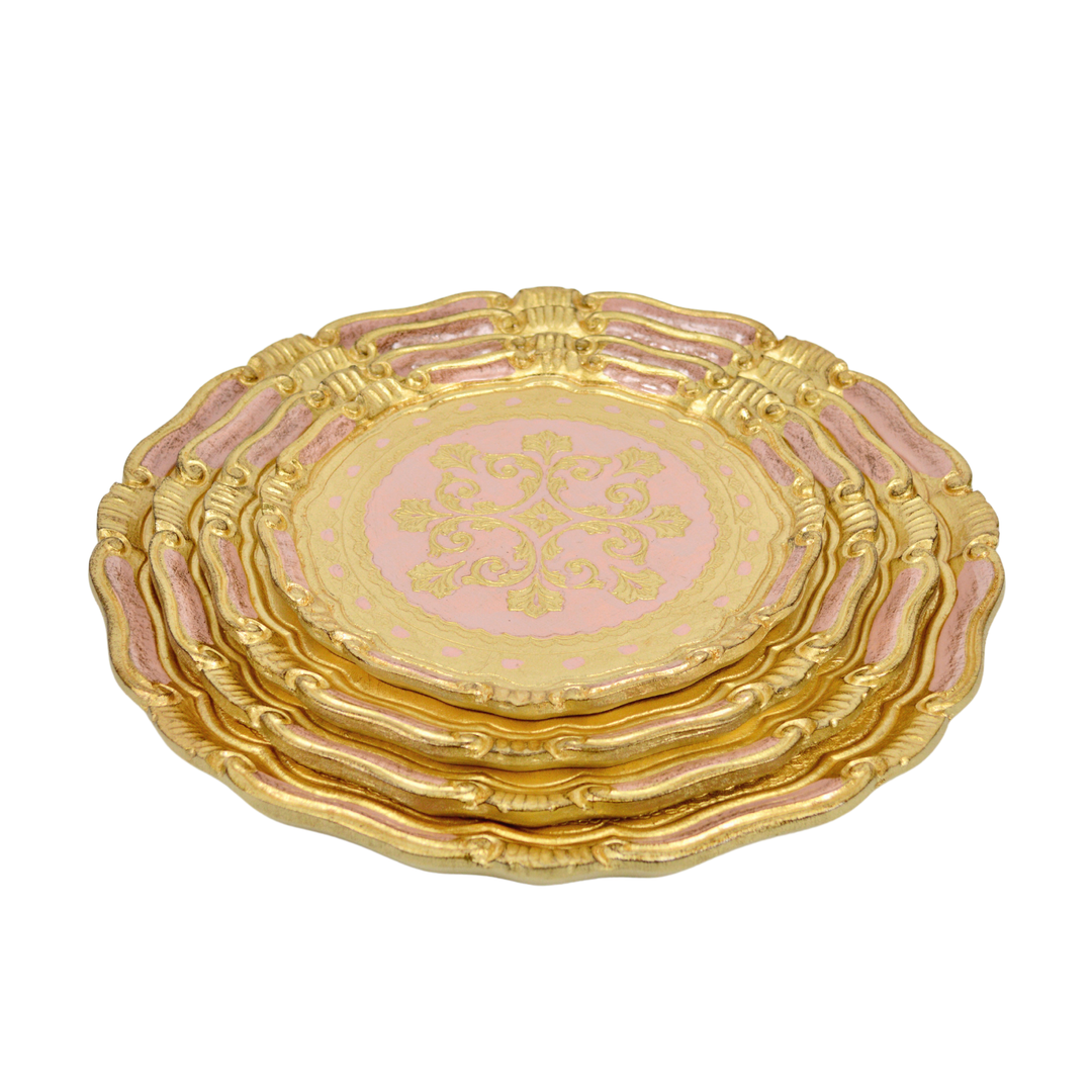 Via Graceffo - Florentine Carved Gilded Wood Circle Tray, Made in Italy: Large