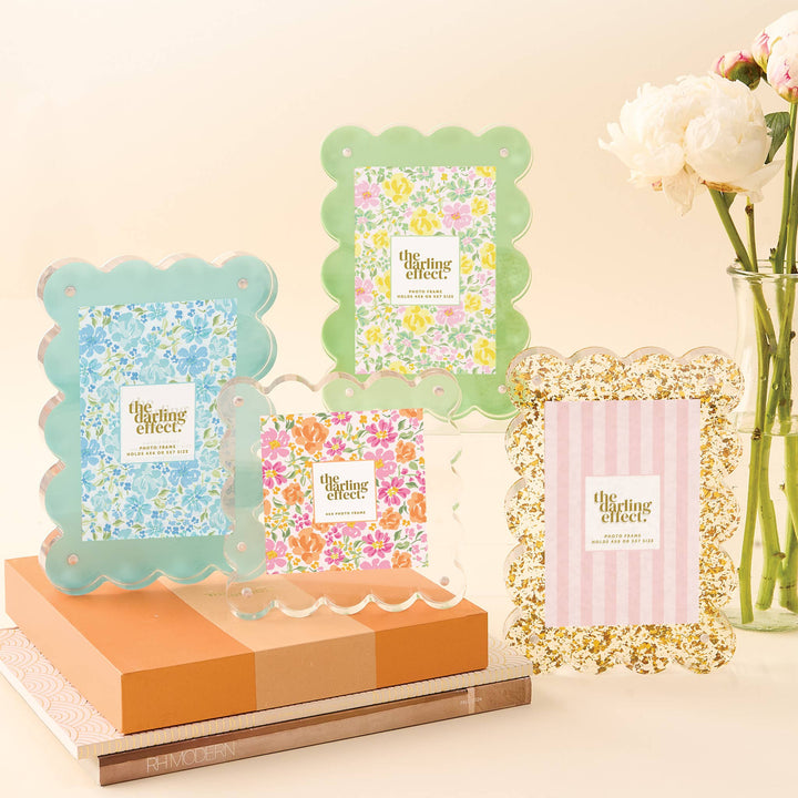 The Darling Effect - Rectangle Scalloped Acrylic Frame-Blue