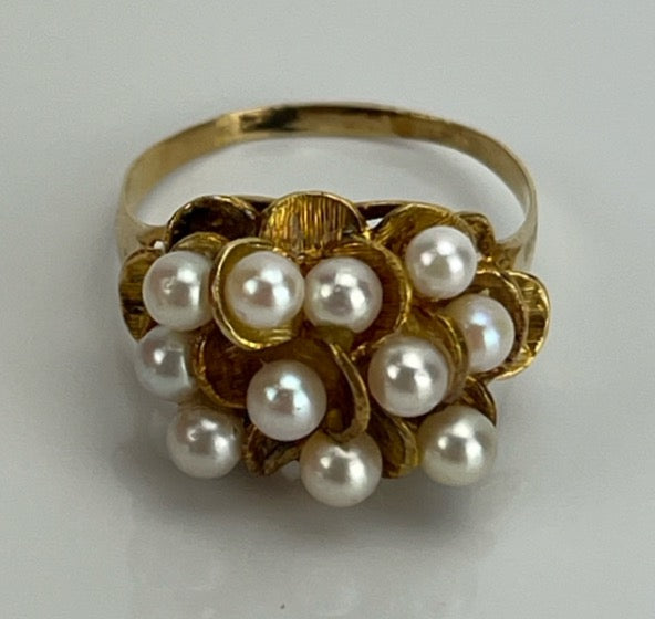 Estate 18k Yellow Gold Pearl Ring