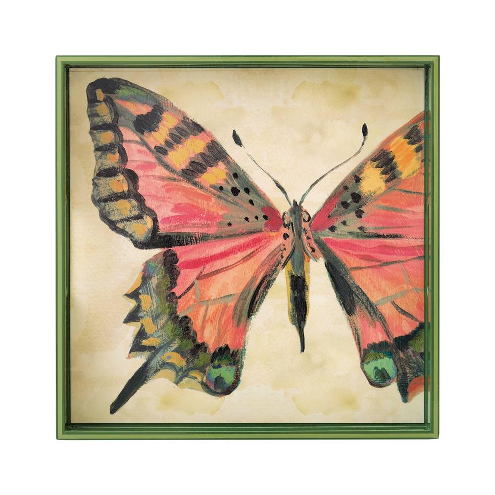 Butterfly Study Square Lacquer Serving Tray