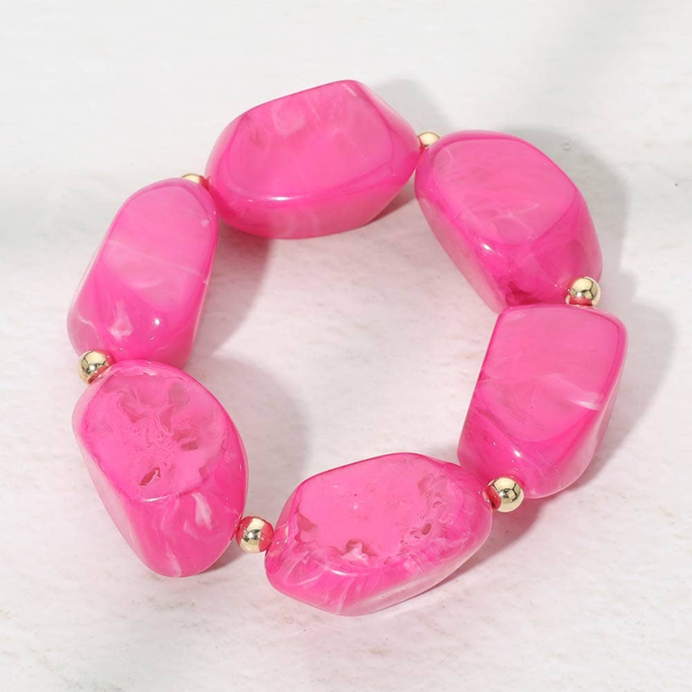 Sensibling Corp. - Chunky Resin Pebble Beaded Bracelet: Mint