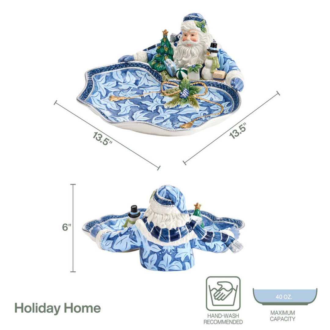 Fitz and Floyd® Mikasa® Pfaltzgraff® - Fitz & Floyd Holiday Hme Blue Santa Server Gift Box Pkg: Blue / Earthenware / Holiday
