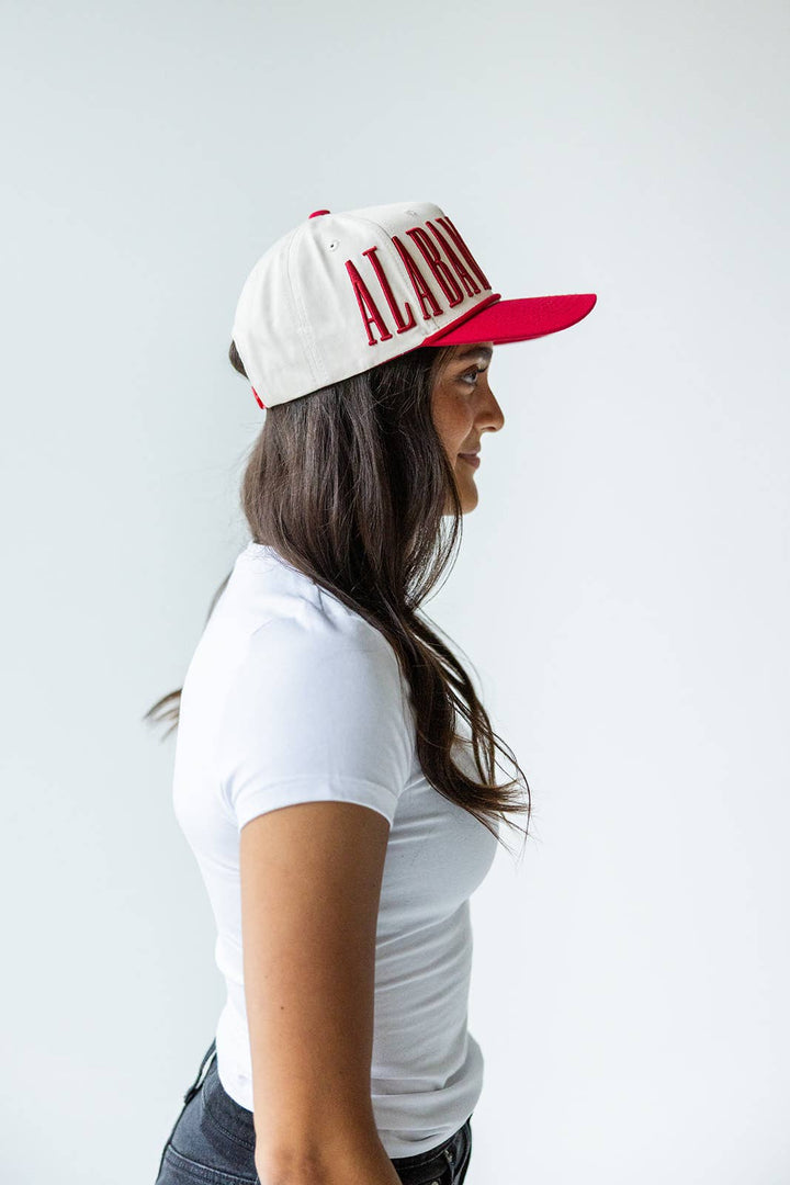 Gameday Social Apparel Co.® - Alabama Saturday Stretch Canvas Trucker Hat: CRIMSONIVORY / O
