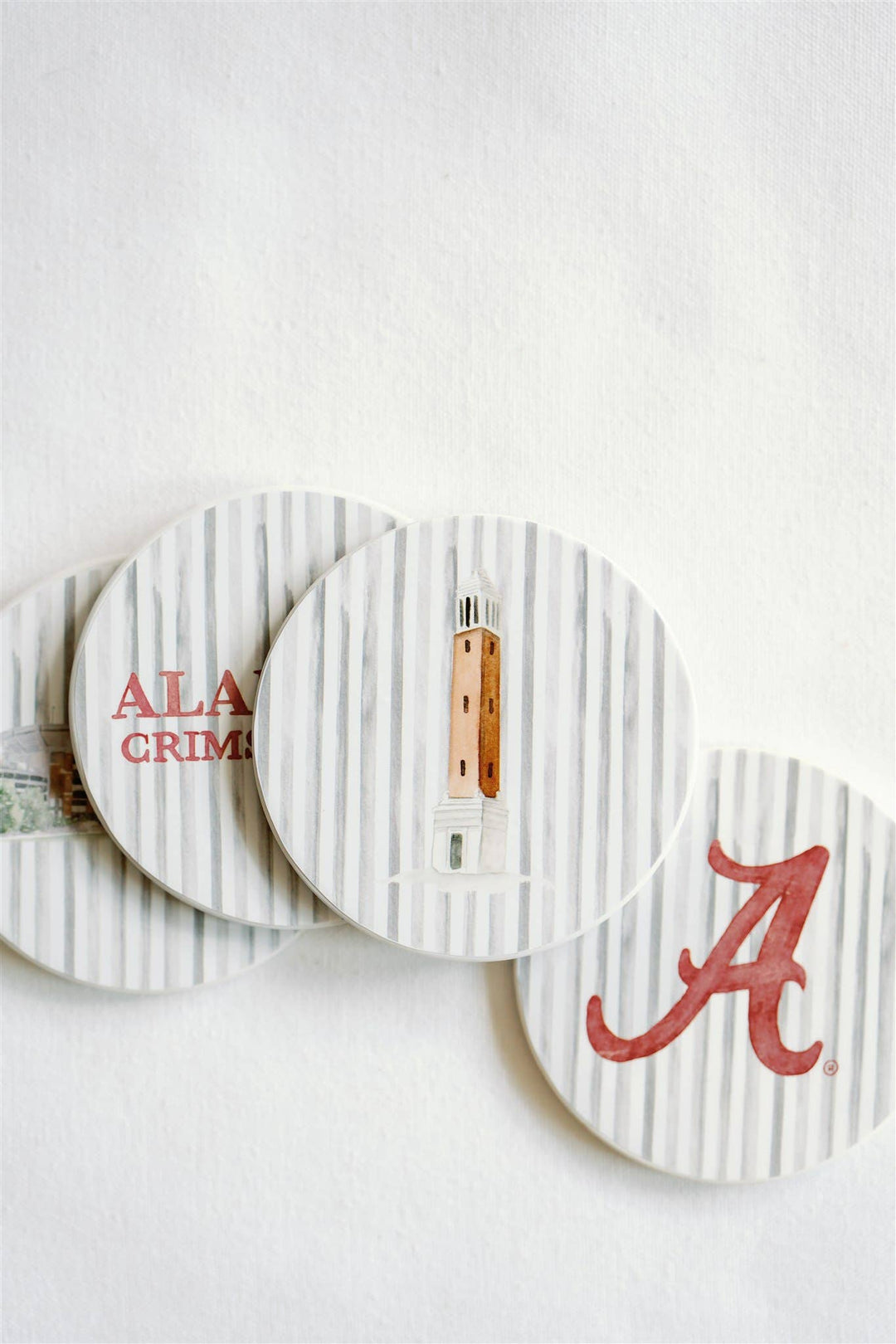 Alabama Striped Coasters - Sold Individually Ceramic