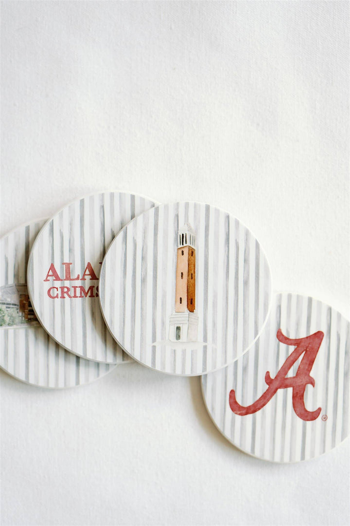 Alabama Striped Coasters - Sold Individually Ceramic