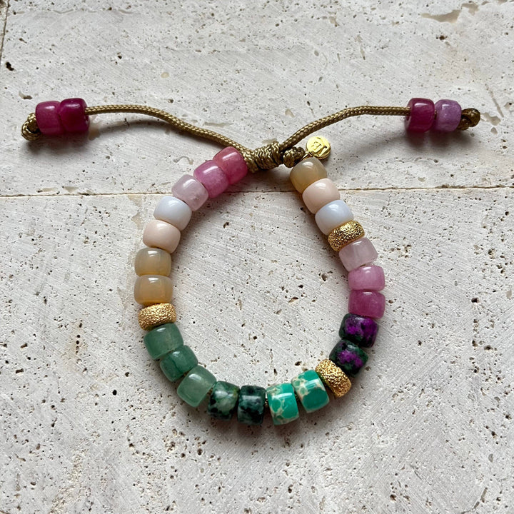 LB Beadz - Primrose • Gemstone Beaded Bracelet: Gold cord/beads