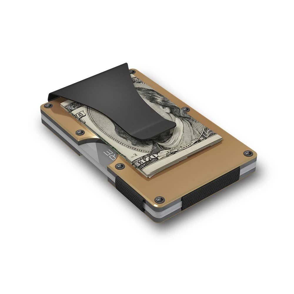 GRID Wallet - Grid Wallet // Gold Aluminum: Gold / Aluminum / 3.38"L x 2.12"W x 0.23"H