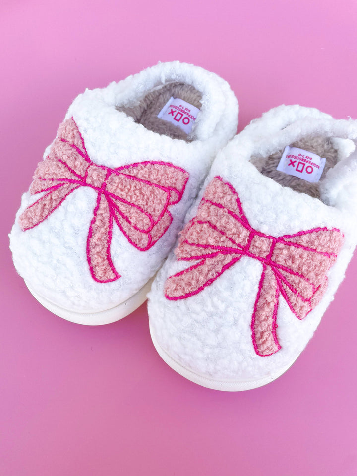 Rock Paper Scissors - Toddler/Kids Pink Bow Slippers: Medium