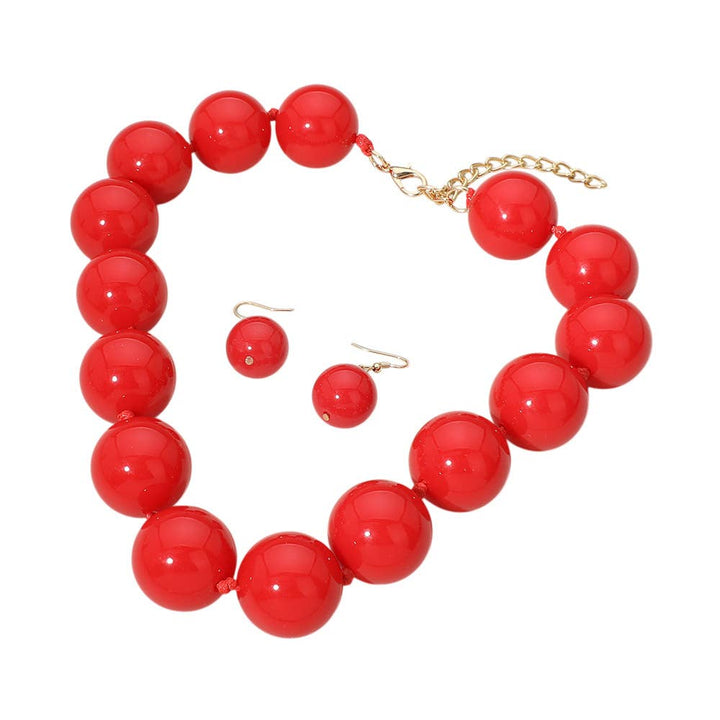 Sensibling Corp. - Chunky Ball Beaded Statement Necklace: Light Blue