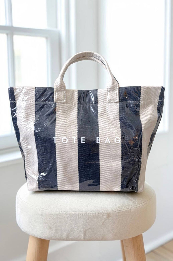 Nash Grey - Navy and Beige Striped TOTE BAG