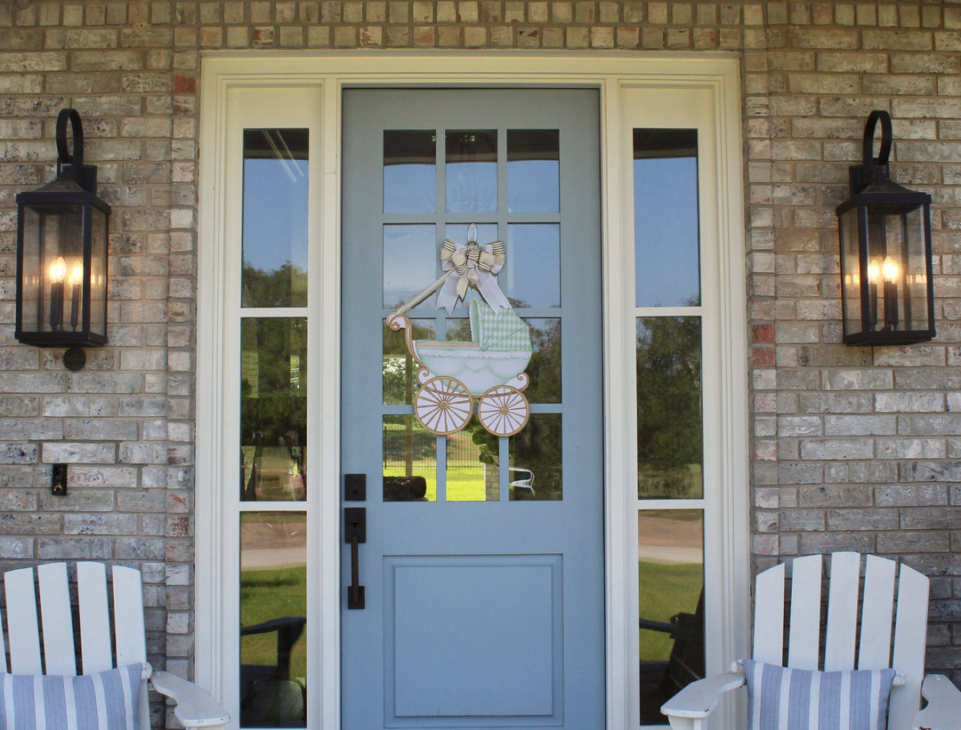 Front Porch Elegance - Welcome Baby- Door Hanger: Green- Welcome Baby!