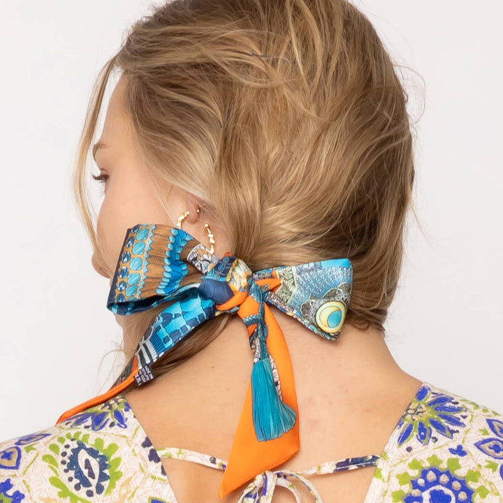 Fashion City - Tassel Pattern Print Light Weight Twilly Scarf : ORA / ONE SIZE