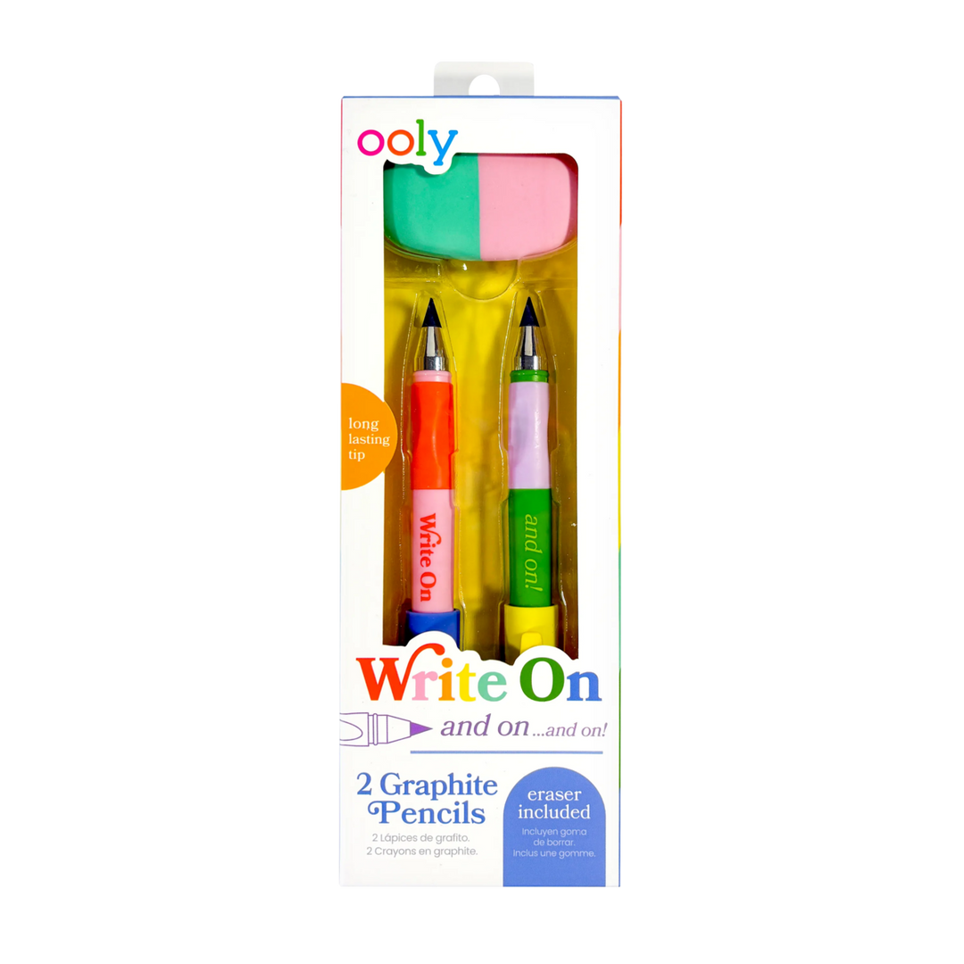 OOLY - Write On Graphite Pencil and Eraser Set - 3 PC