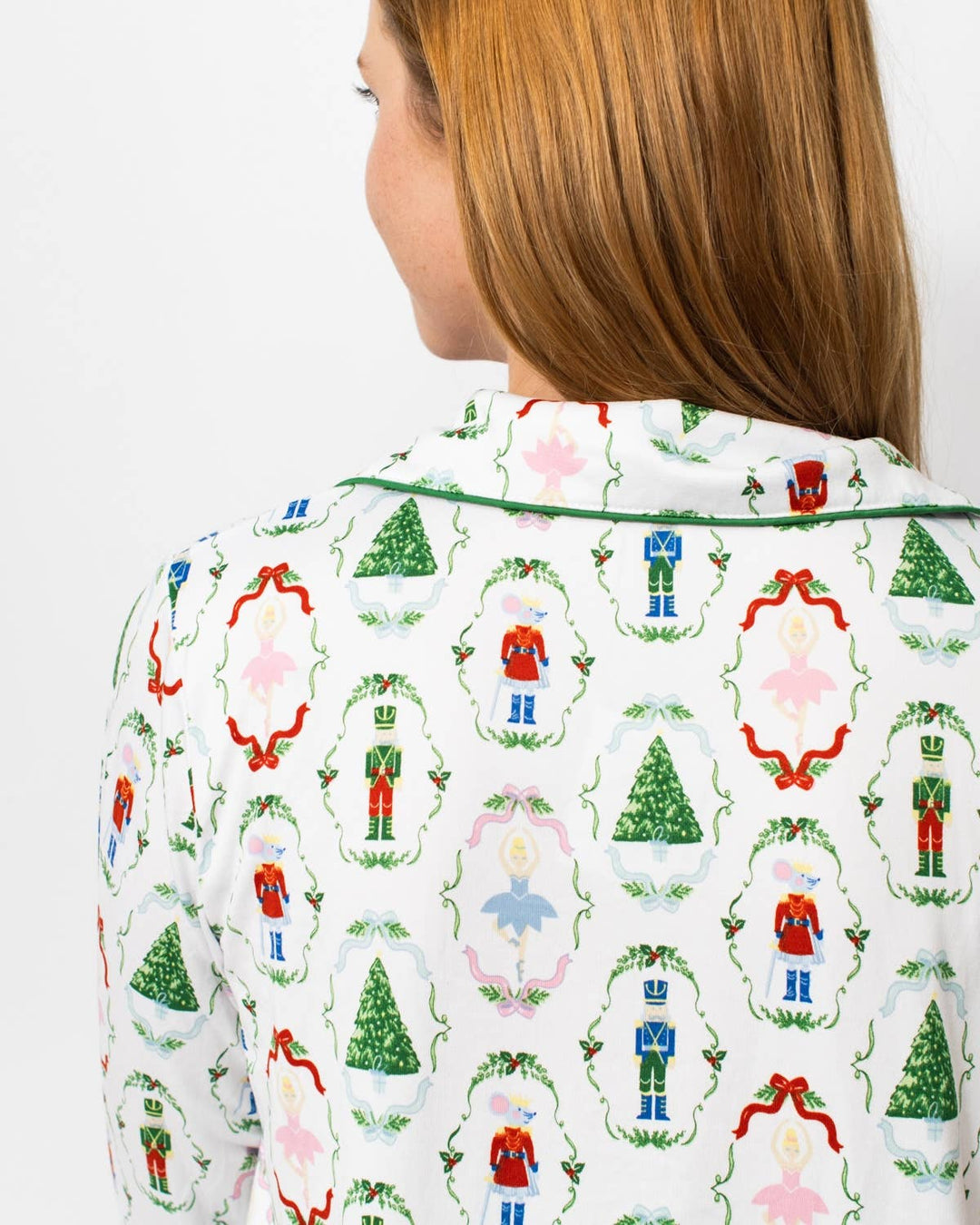 The Royal Standard - Nutcracker Waltz Long Sleeve Button Up Sleep Shirt   White/Multi   -Asst.: Medium