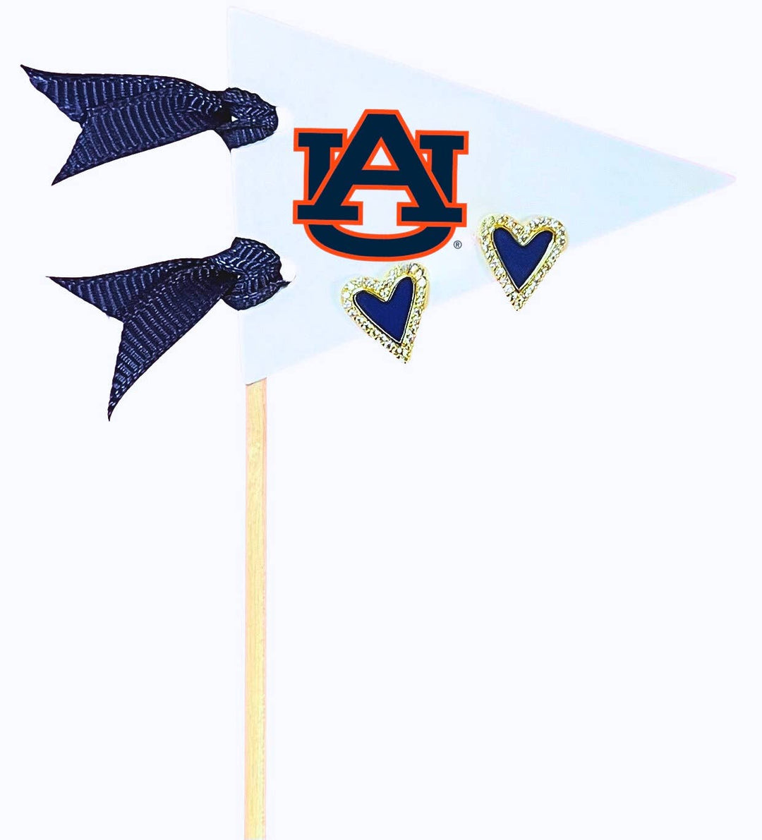 Color Shout - Love my College: Bright Color Heart Studs on Logo Pennant Flag: Alabama