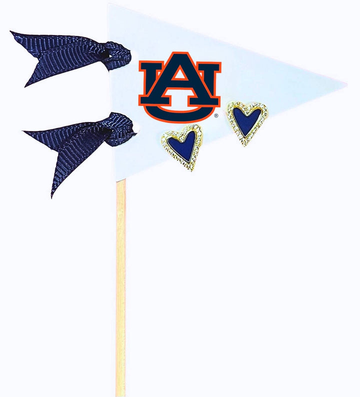 Color Shout - Love my College: Bright Color Heart Studs on Logo Pennant Flag: Alabama
