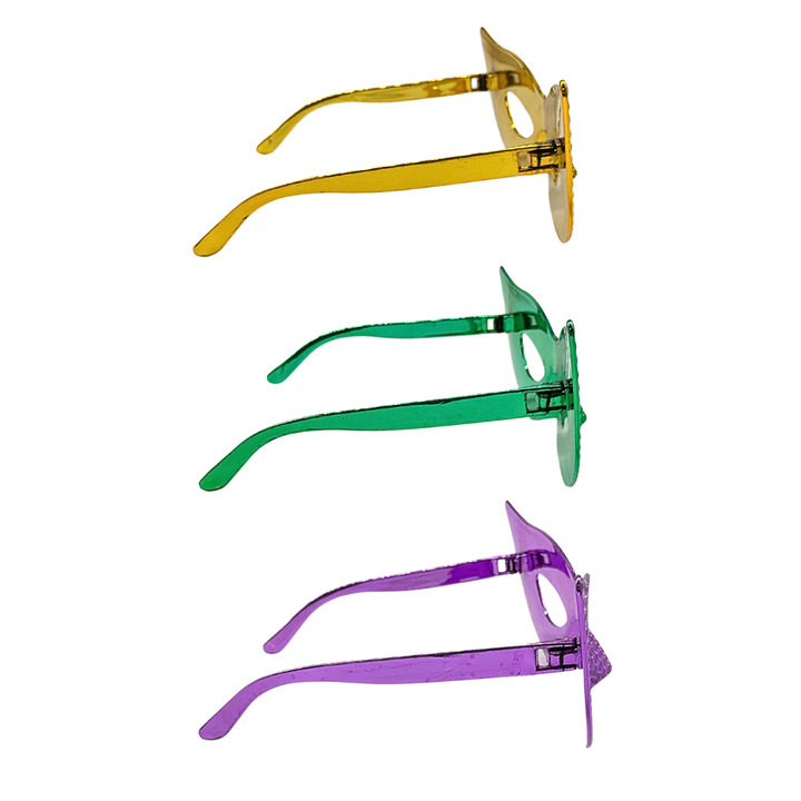 Plush Appeal LLC - Purple, Green, and Gold Mardi Gras Mask Sunglasses (Dozen)