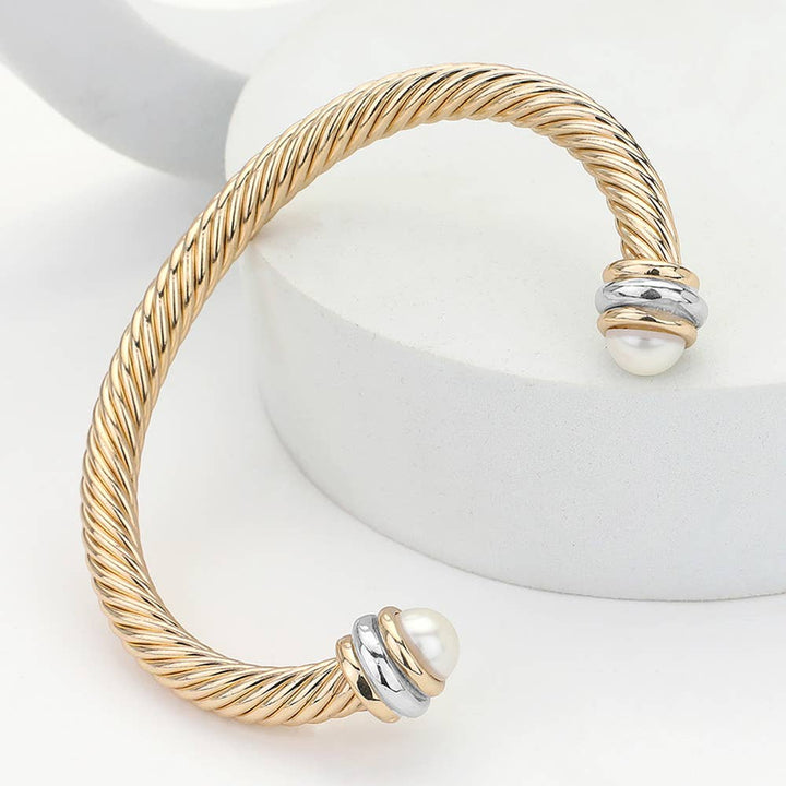 Sensibling Corp. - Stone Tip Twisted Rope Cuff Bracelet
: RD-BK
