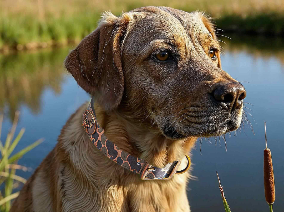 Zep-Pro - Mallard Hunting Old School Camo Leather Dog Collar: Medium 17"-21"
