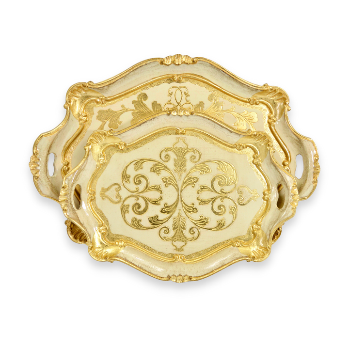 Via Graceffo - Florentine Carved Gilded Wood Tray, Large with Handles