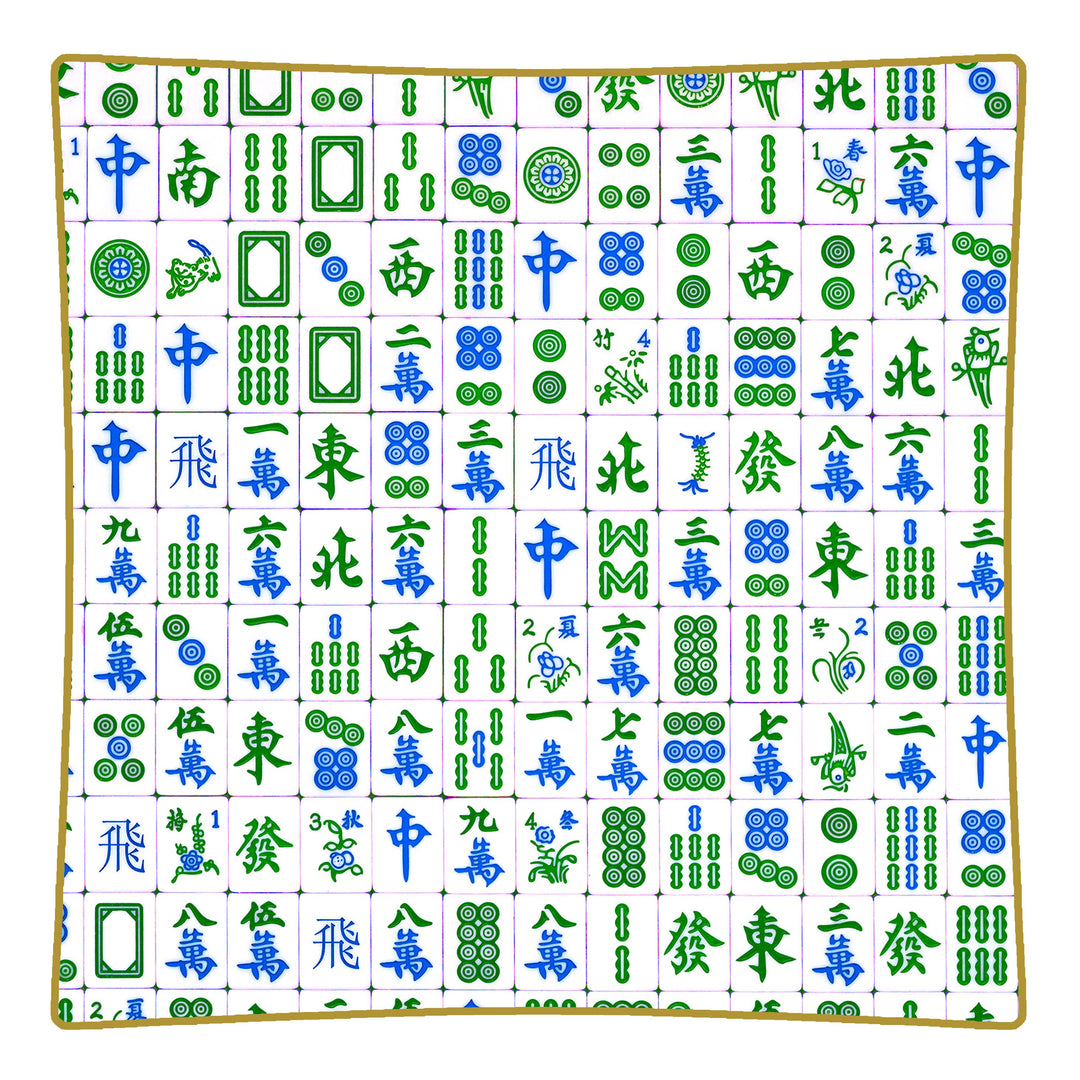 Marye-Kelley - P6661-Blue and Green Mahjong Glass Plate: 5" Octagonal