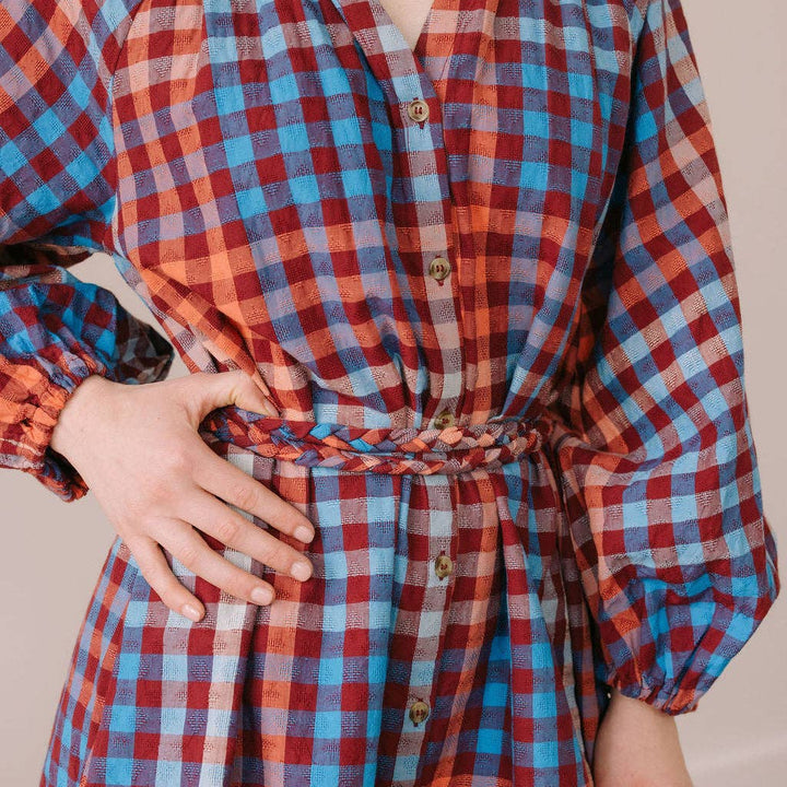 Sunshine Tienda - Cabernet Gingham Pippa Dress: S